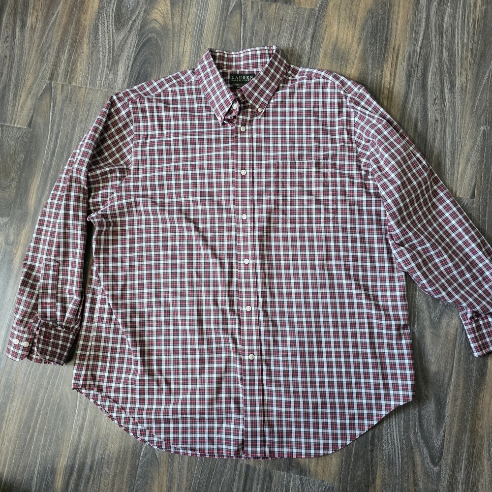 Ralph Lauren Men's Button-Up Shirt, Size 18/34/35, Black & Red Plaid